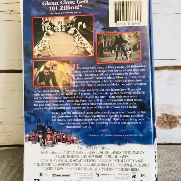 DISNEY'S 101 DALMATIONS VHS Video Home Tape in Clamshell Case - Picture 2 of 6